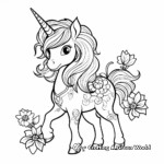 Floral Fairy-Tale Unicorn Coloring Pages 3