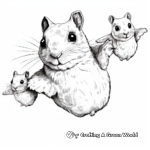 Flying Squirrel Family Coloring Pages: Male, Female, and Pups 1