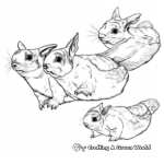 Flying Squirrel Family Coloring Pages: Male, Female, and Pups 2