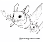 Flying Squirrel Family Coloring Pages: Male, Female, and Pups 4