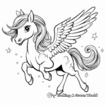 Flying Unicorn with Rainbow Trail Coloring Page 1