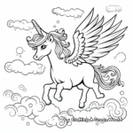 Flying Unicorn with Rainbow Trail Coloring Page 2