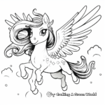 Flying Unicorn with Rainbow Trail Coloring Page 3