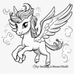 Flying Unicorn with Rainbow Trail Coloring Page 4