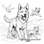 Flying Winged Wolf Family Coloring Pages: Male, Female, and Pups 4