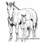 Foal and Mother: Horse Family Coloring Pages 1