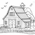 Folk Art Barn Coloring Pages for Adults 3