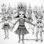 Folkloric Ballet Dancers at Day of The Dead Parade Coloring Pages 3