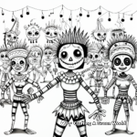 Folkloric Ballet Dancers at Day of The Dead Parade Coloring Pages 4