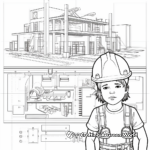 For Little Architects: Blueprint and Set Square Coloring Pages 2