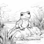 Forest Scene with Mushroom Frog Coloring Pages 2