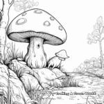 Forest Scene with Mushroom Frog Coloring Pages 3