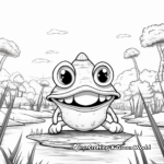 Forest Scene with Mushroom Frog Coloring Pages 4