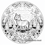 Forest Scene Wolf Mandala Coloring Pages 1