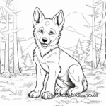 Forest Setting Wolf Pup Coloring Pages 1