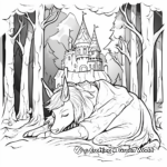Fortress of Solitude: Sleeping Unicorn in Forest Coloring Pages 3