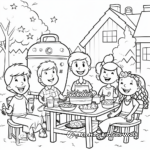 Fourth of July BBQ Party Coloring Pages 1