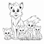 Fox Family Coloring Pages: Male, Female, and Kits 1