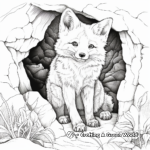 Fox in its Den: Natural Habitat Coloring Pages 3