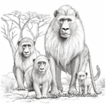 Friendly Baboon Family Coloring Pages 1