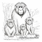 Friendly Baboon Family Coloring Pages 2