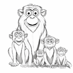 Friendly Baboon Family Coloring Pages 3