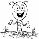 Friendly Cartoon Earthworm Coloring Pages 3