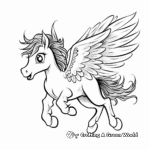 Friendly Cartoon Flying Unicorn Coloring Pages 1