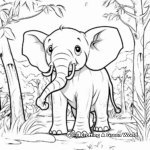 Friendly Elephant Jungle Animal Coloring Pages 1