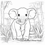 Friendly Elephant Jungle Animal Coloring Pages 2