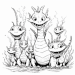 Friendly Sea Dragon Family Coloring Pages: Parents and Babies 3
