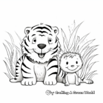 Friendly Tiger Making Friends in Jungle Coloring Pages 1