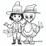 Friendly Turkey and Pilgrim Coloring Pages 3