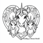 Friendly Unicorn Heart Family Coloring Pages 1