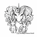 Friendly Unicorn Heart Family Coloring Pages 2