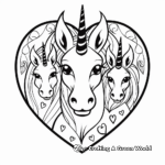 Friendly Unicorn Heart Family Coloring Pages 3
