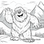 Friendly Yeti in the Snow Coloring Pages 1