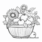 Fruits and Flowers Gift Basket Coloring Pages 2