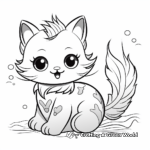 Fun and Frolic Mermaid Cat Coloring Pages for Children 1