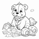 Fun Bulldog Playing with Toys Coloring Pages 1
