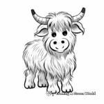 Fun Cartoon Highland Cow Coloring Pages 1
