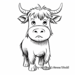 Fun Cartoon Highland Cow Coloring Pages 3