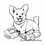 Fun Corgi With Toys Coloring Pages 2