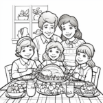 Fun Family Gathering Thanksgiving Coloring Pages 1