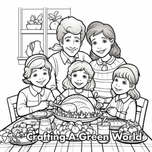 Fun Family Gathering Thanksgiving Coloring Pages 1