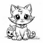 Fun Halloween Cat with Pumpkin Coloring Sheets 1