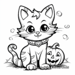 Fun Halloween Cat with Pumpkin Coloring Sheets 2