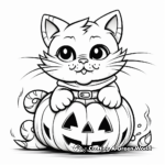 Fun Halloween Cat with Pumpkin Coloring Sheets 4