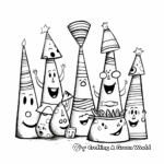 Fun Loving Party Hats and Noisemakers New Year Coloring Pages 1