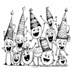 Fun Loving Party Hats and Noisemakers New Year Coloring Pages 3